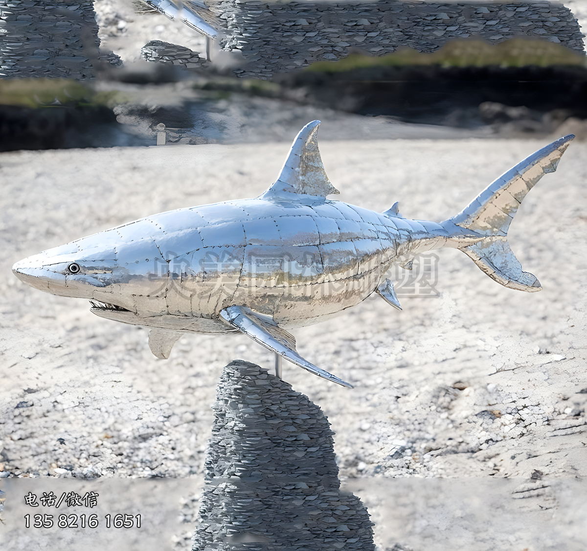 不銹鋼鯊魚雕塑