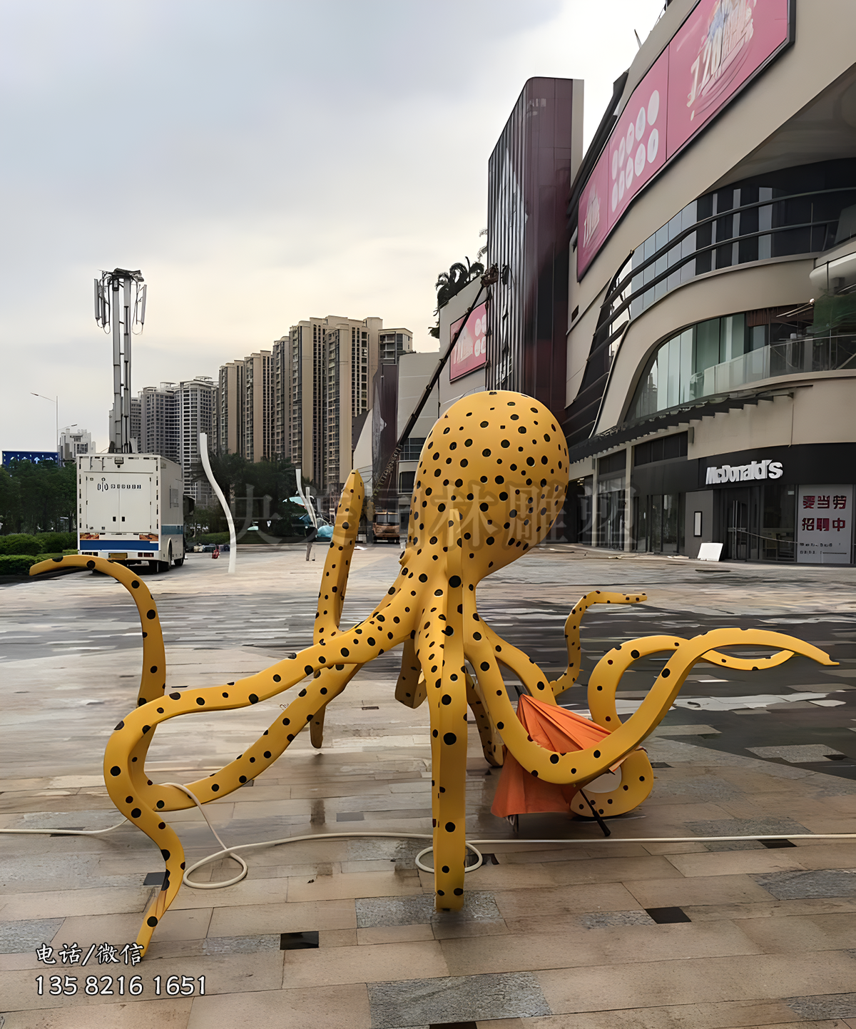 不銹鋼彩繪章魚雕塑