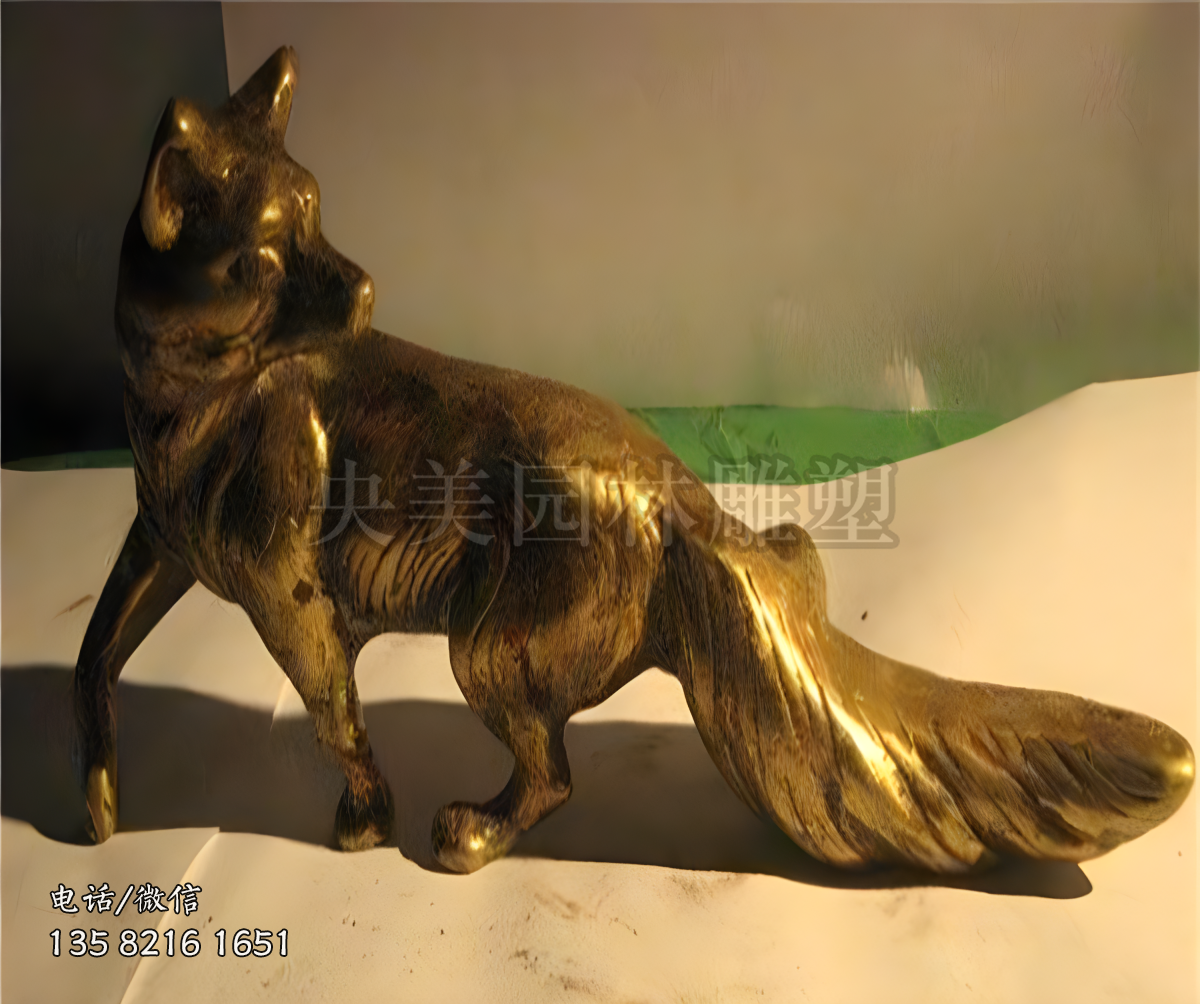 黃銅鑄造狐貍雕塑