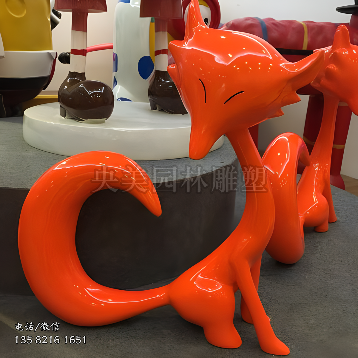 超級可愛的狐貍造型抽象雕塑