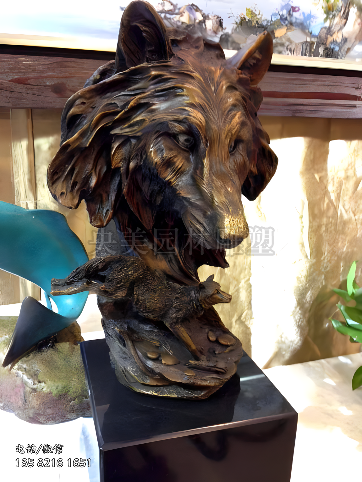 鑄銅狼頭雕塑擺件