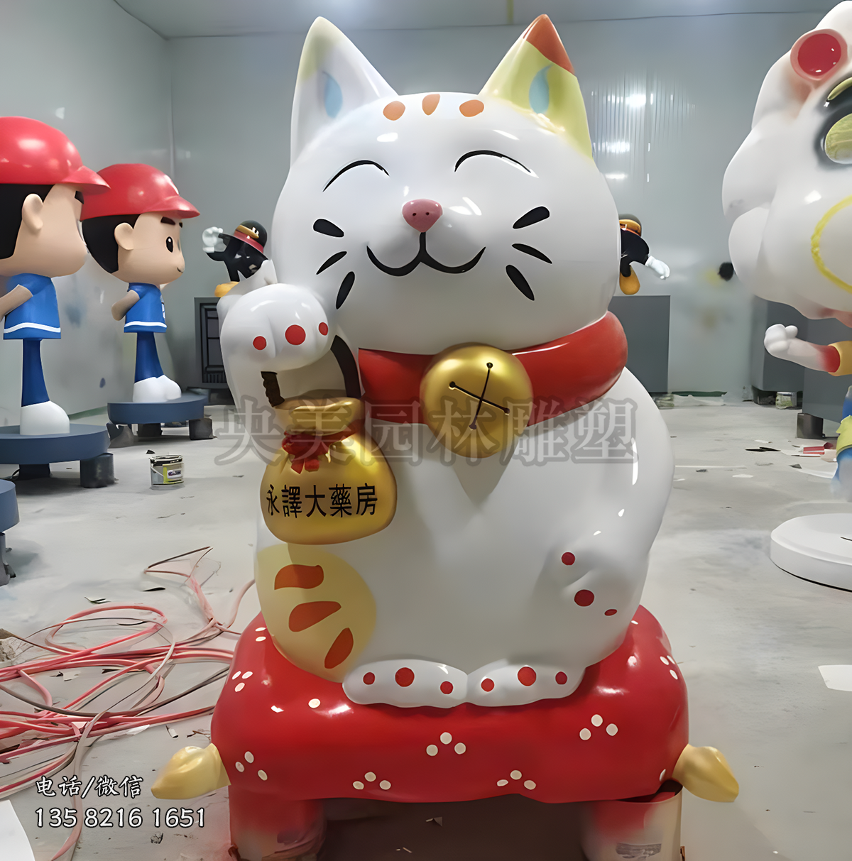 招財貓玻璃鋼卡通雕塑 招財貓玻璃鋼卡通雕塑