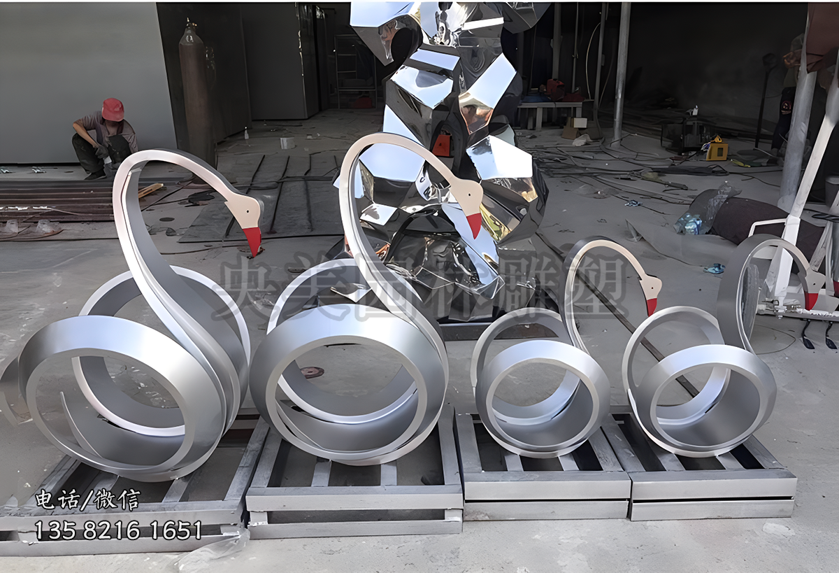 不銹鋼抽象天鵝雕塑