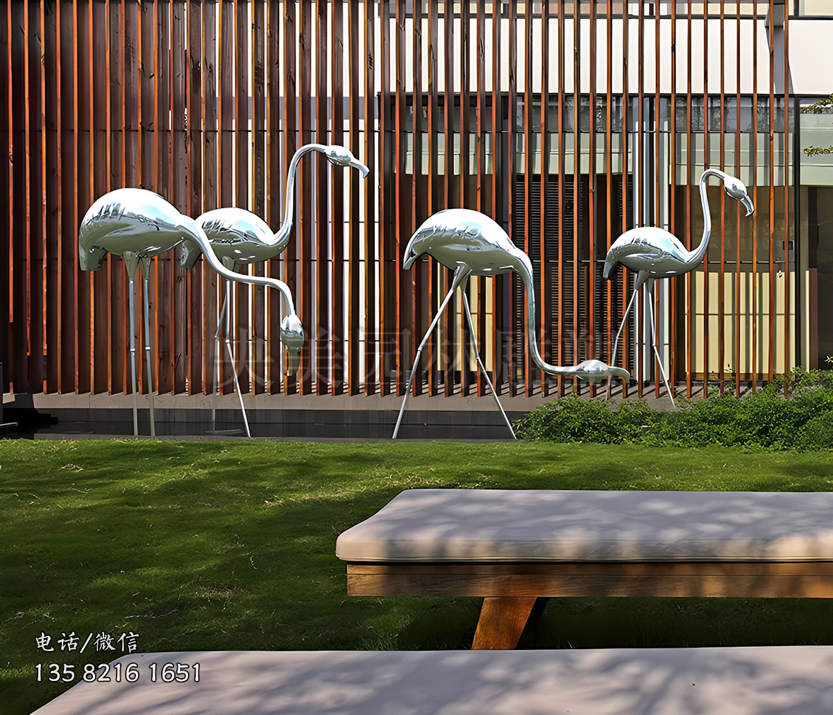 抽象不銹鋼火烈鳥(niǎo)雕塑