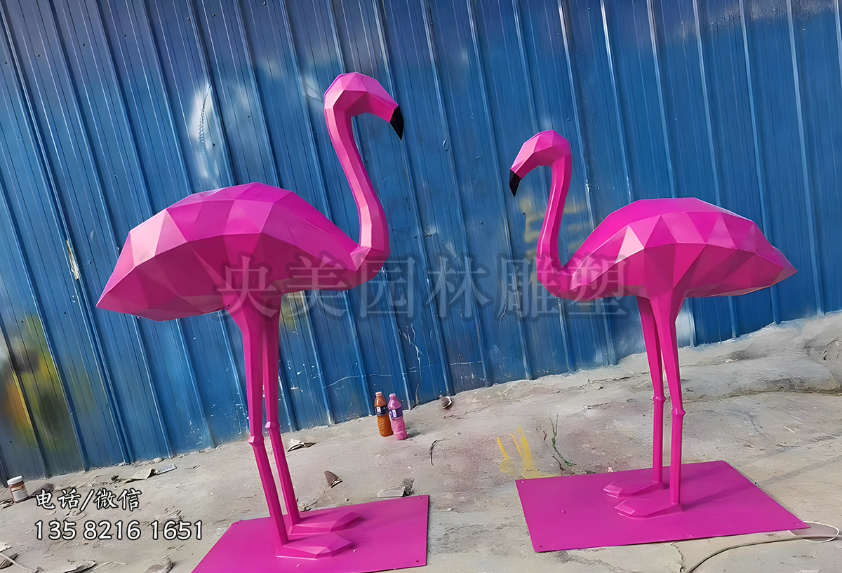 幾何塊面不銹鋼火烈鳥雕塑