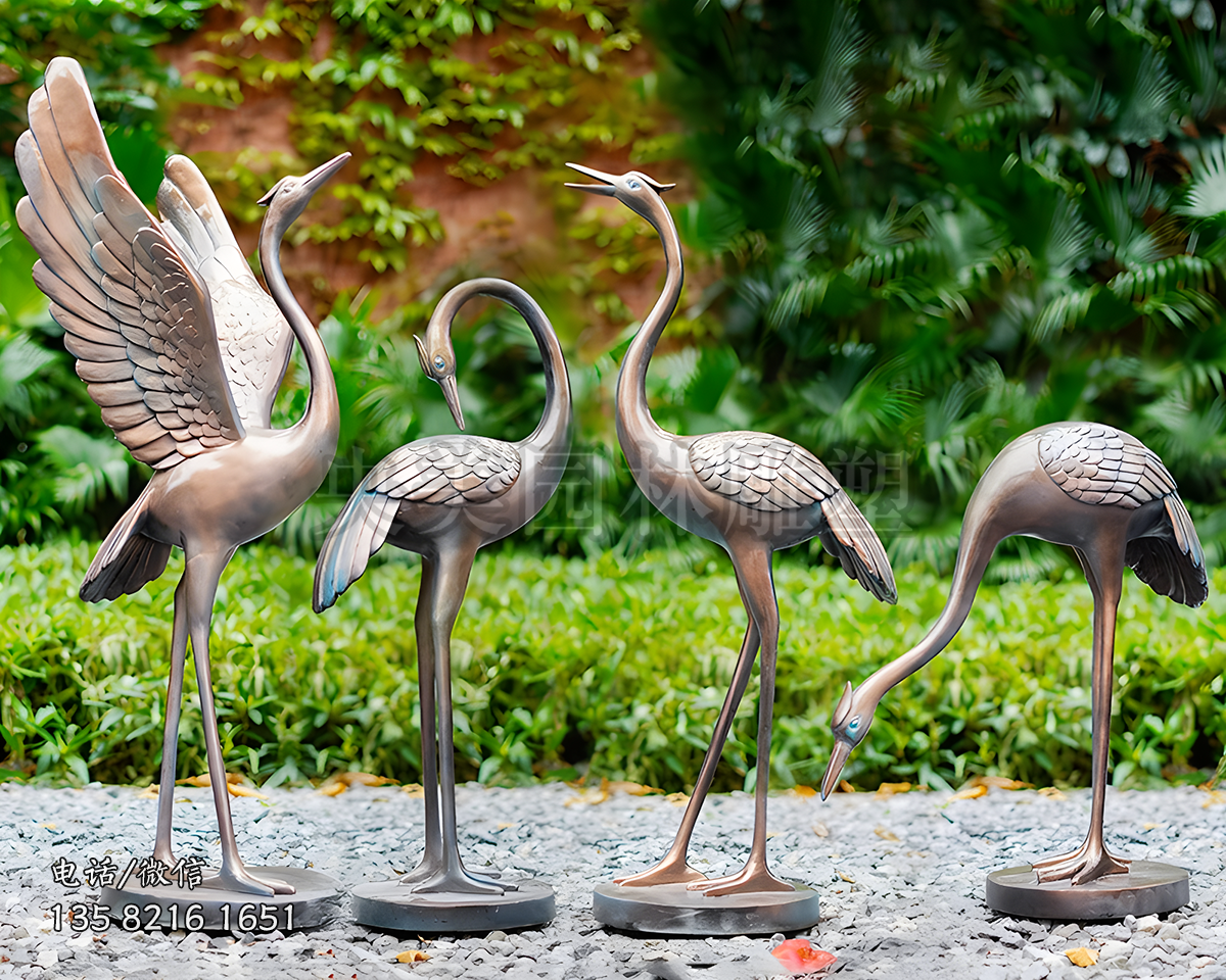 玻璃鋼仿古銅仙鶴雕塑