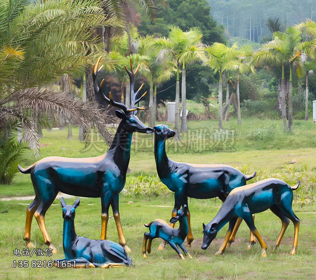 彩繪創(chuàng)意梅花鹿雕塑