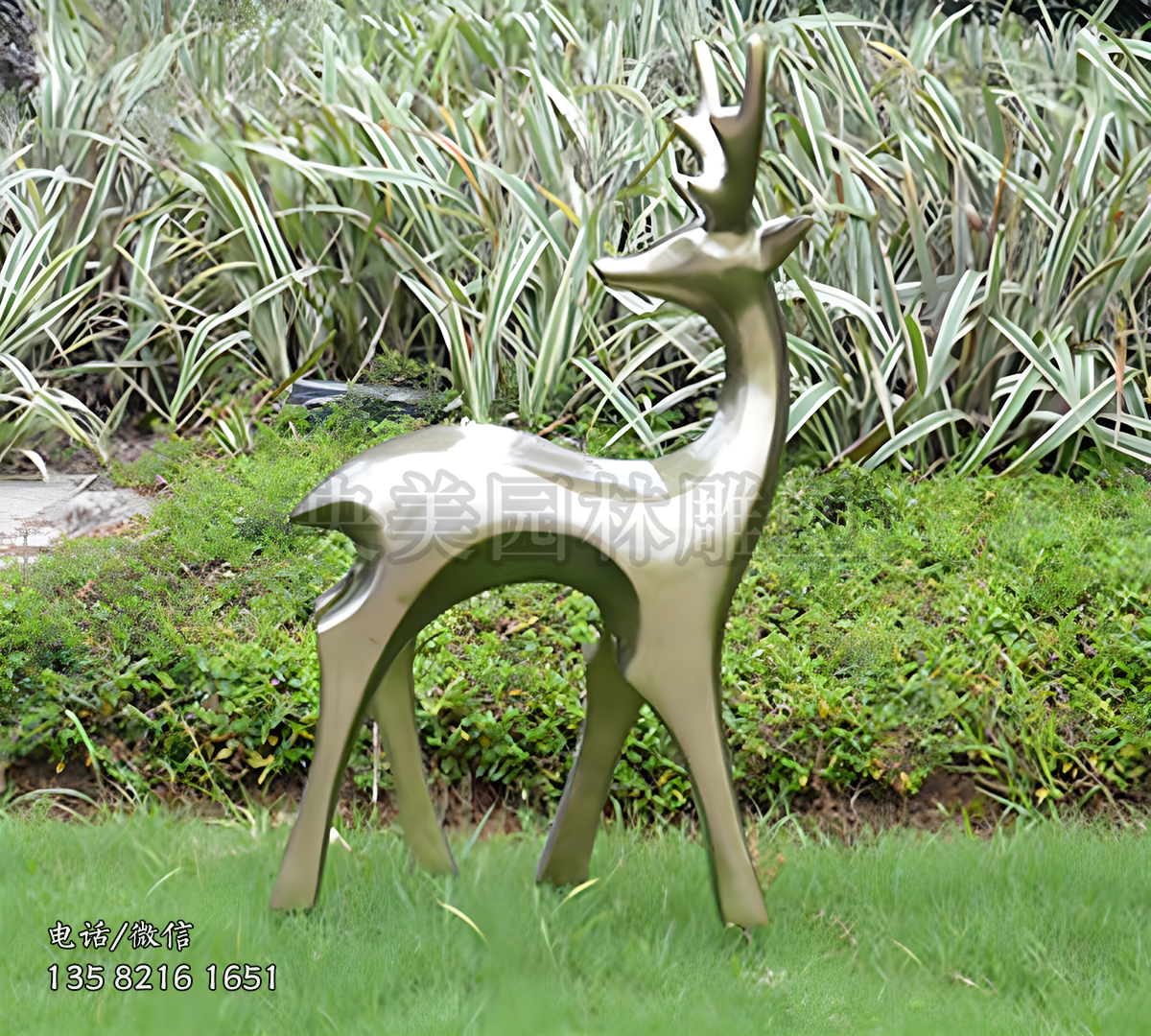 不銹鋼抽象回頭鹿雕塑
