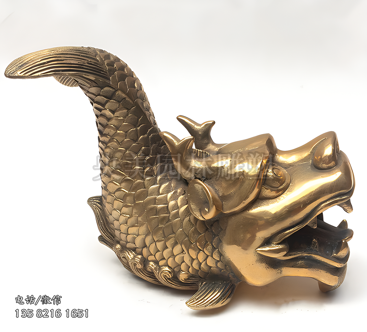 純銅鑄造螭吻雕塑擺件