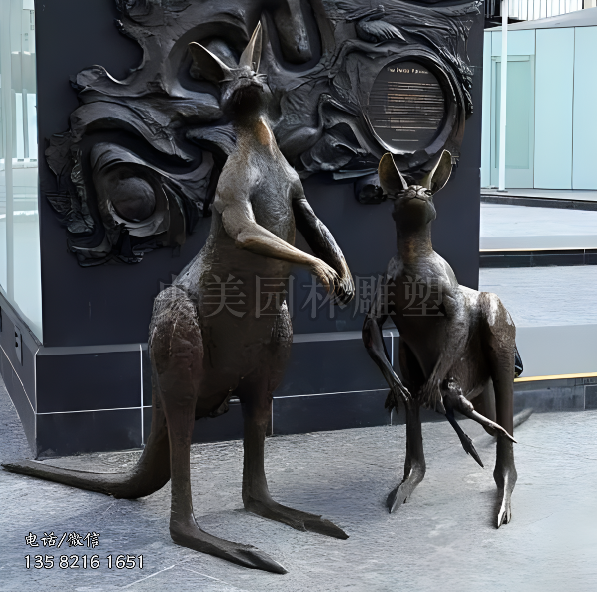 鑄銅袋鼠景觀動物雕塑