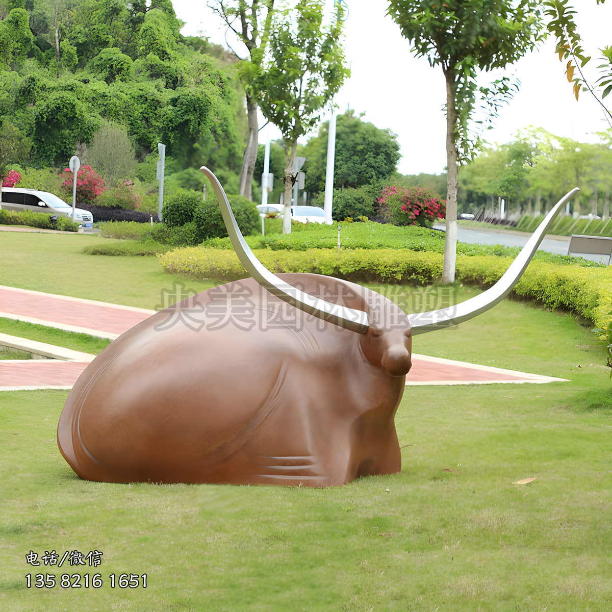 不銹鋼抽象牛雕塑