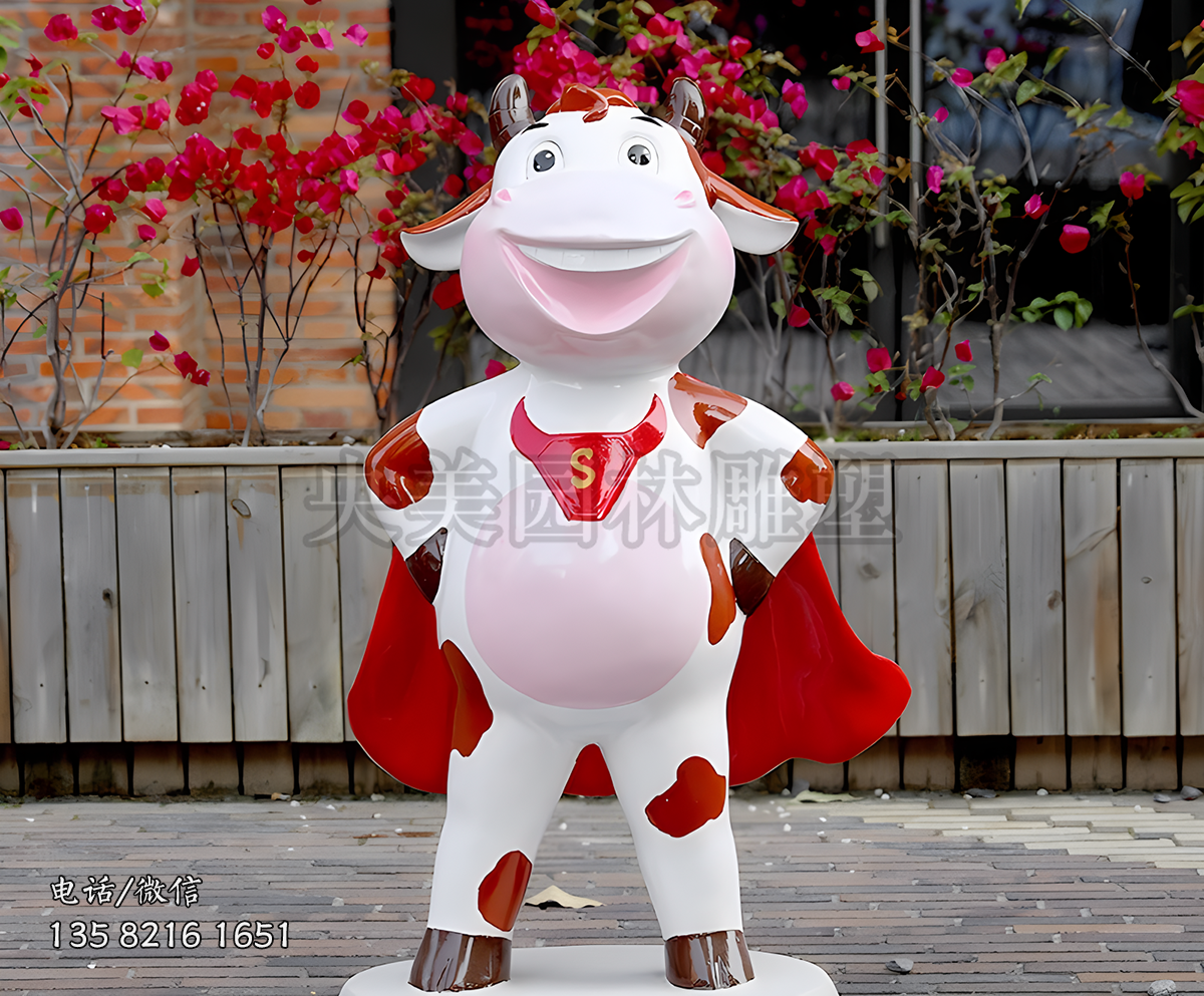 奶牛超人卡通雕塑