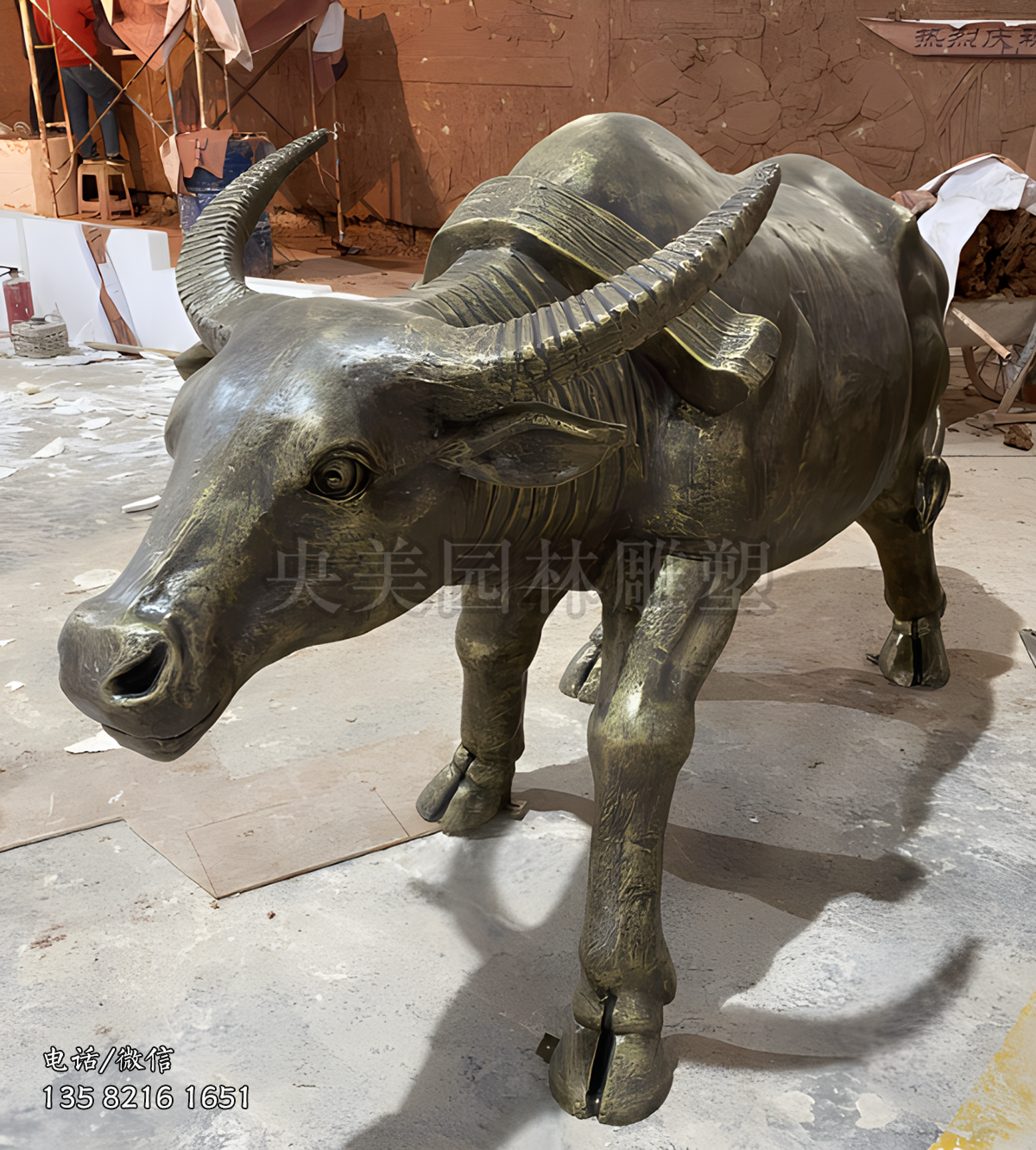 玻璃鋼仿銅水牛雕塑