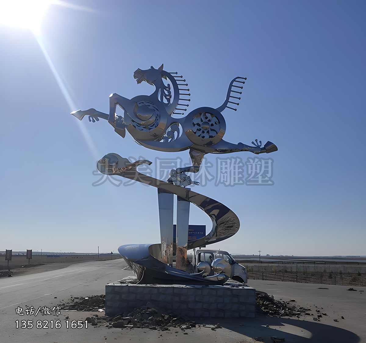 創(chuàng)意機械馬不銹鋼景觀動物雕塑