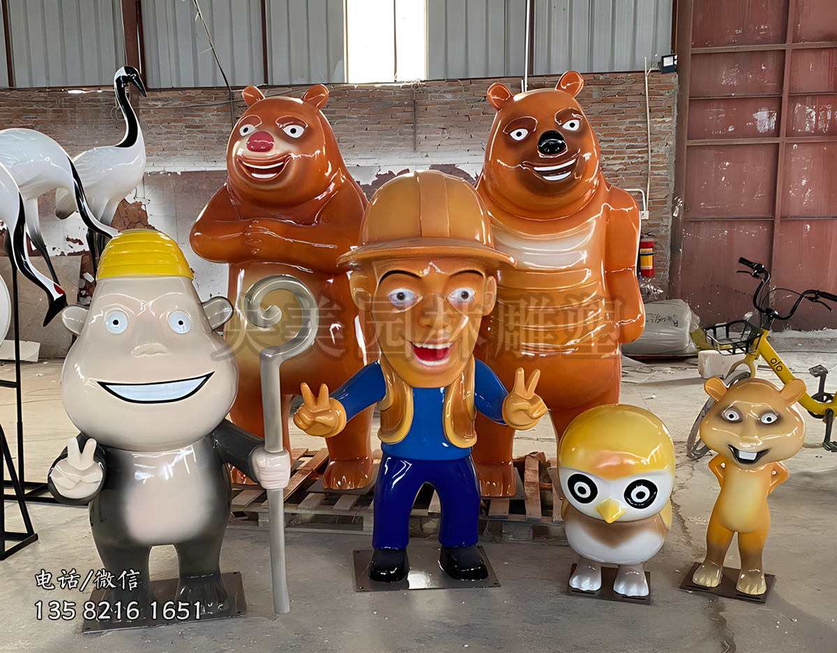 玻璃鋼熊出沒系列人物雕塑