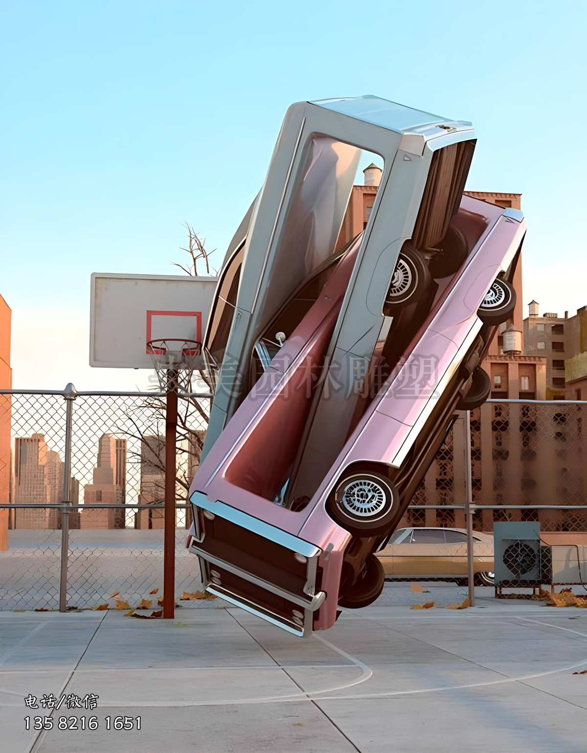 不銹鋼創(chuàng)意景觀汽車雕塑