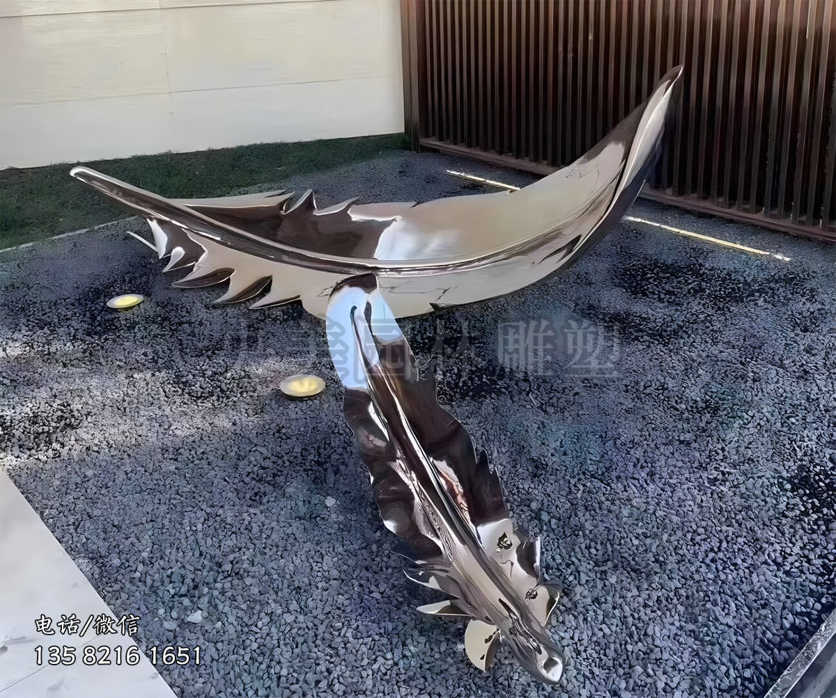 鏡面不銹鋼羽毛雕塑擺件