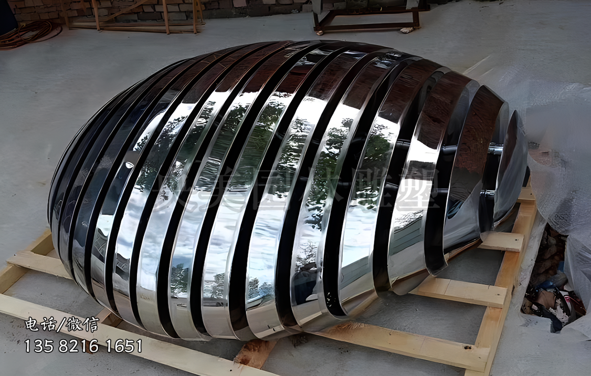 截面不銹鋼鵝卵石雕塑擺件