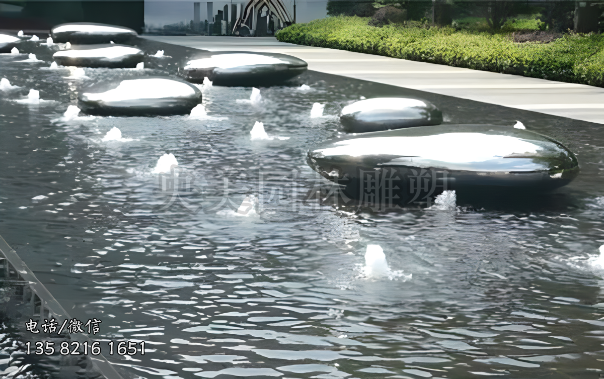 水景裝飾鵝卵石不銹鋼雕塑擺件