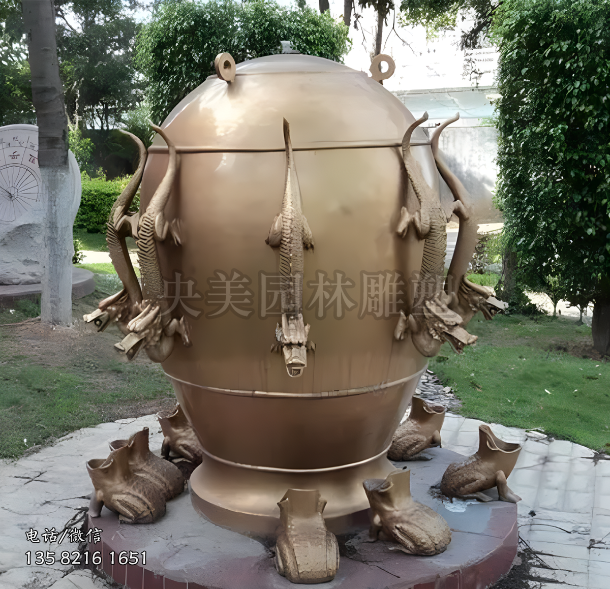 黃銅鑄造地動儀雕塑擺件