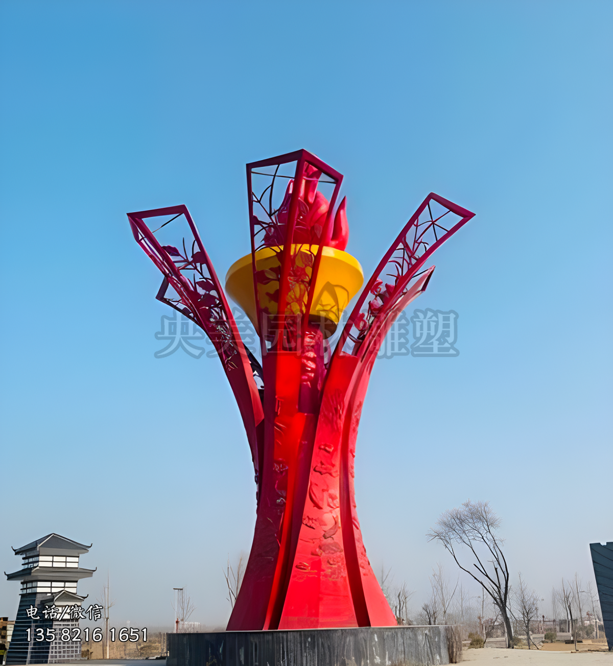 不銹鋼火炬景觀雕塑