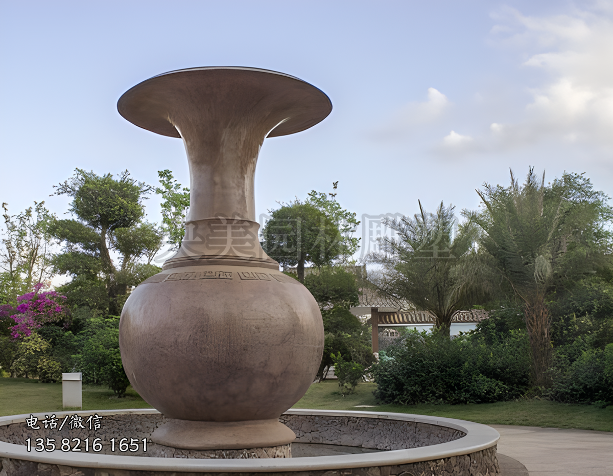 大理石仿真花瓶景觀雕塑