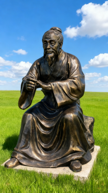 坐姿玻璃鋼仿銅扁鵲雕塑