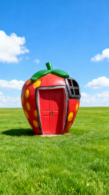 玻璃鋼仿真草莓房屋雕塑