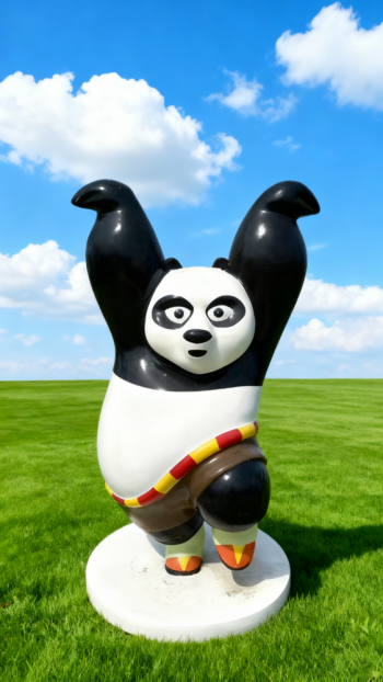 卡通玻璃鋼功夫熊貓雕塑 (2)