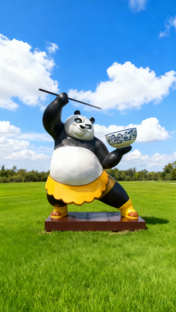 卡通玻璃鋼功夫熊貓雕塑 (10)