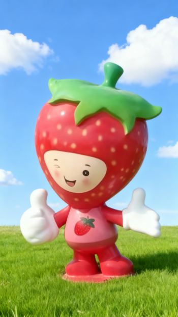 玻璃鋼卡通草莓雕塑公仔 (1)
