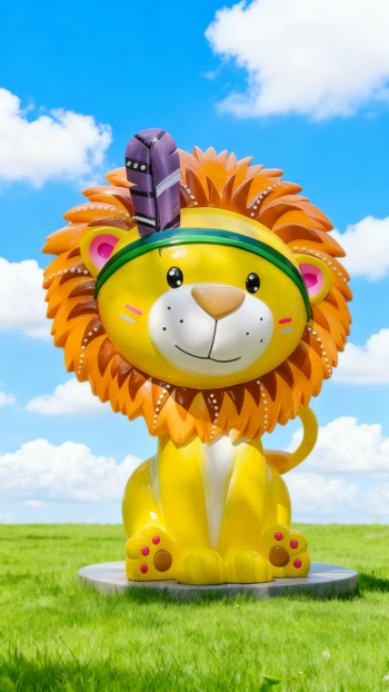 玻璃鋼卡通獅子雕塑 (14)