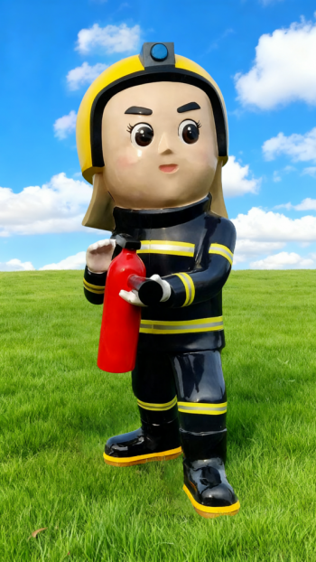 玻璃鋼卡通消防員雕塑 (2)