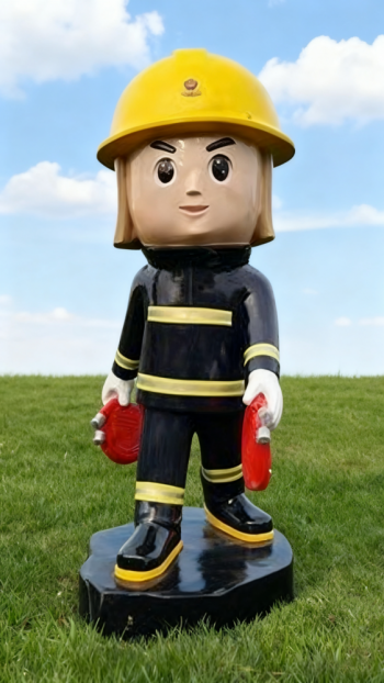 玻璃鋼卡通消防員雕塑 (5)