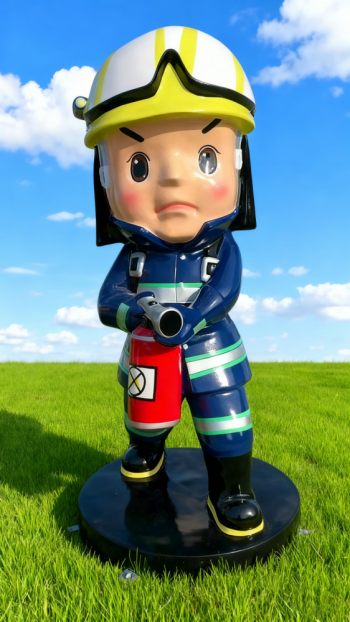 玻璃鋼卡通消防員雕塑 (12)