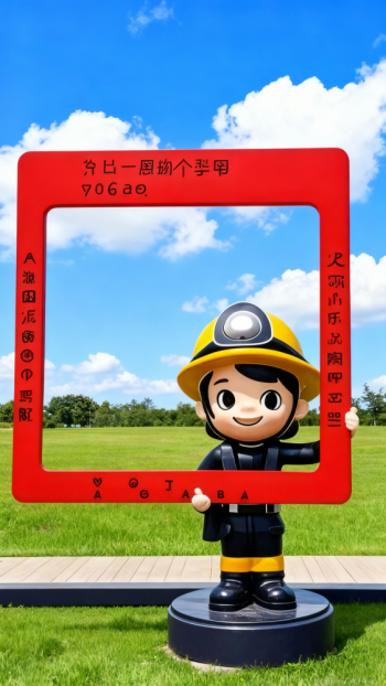 玻璃鋼卡通消防員雕塑 (21)