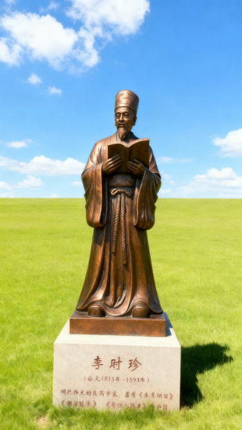 玻璃鋼仿銅李時珍雕塑 (3)