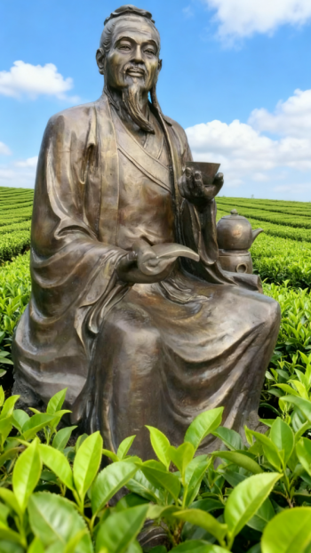 喝茶的茶圣陸羽雕塑
