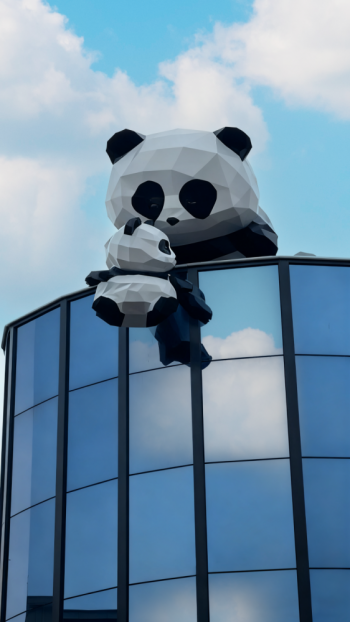 玻璃鋼母子熊貓雕塑 (10)