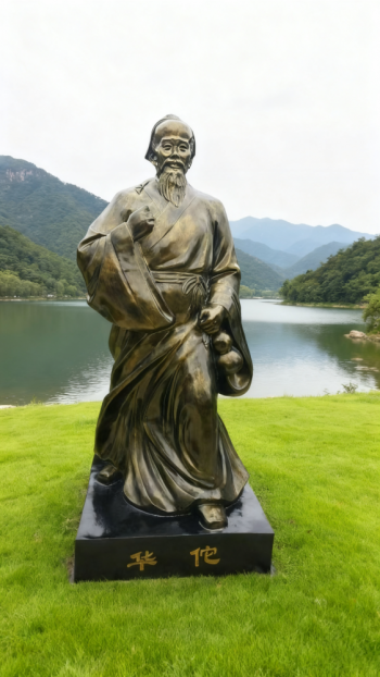 玻璃鋼仿銅十大名醫(yī)之華佗雕塑 (10)