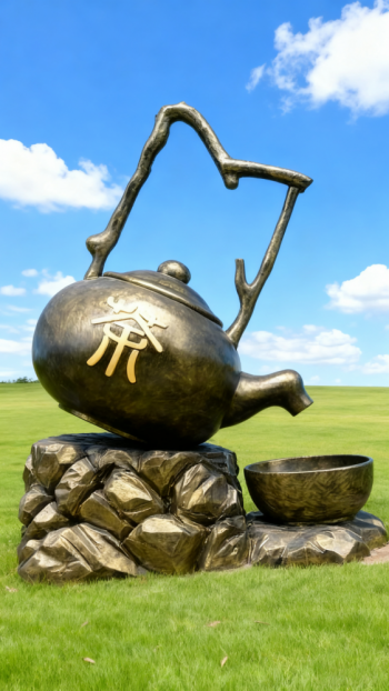 玻璃鋼仿銅茶壺雕塑 (2)