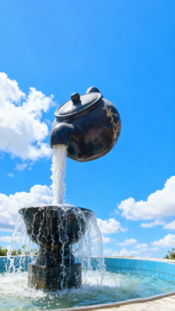 玻璃鋼懸空流水天壺茶壺景觀雕塑 (2)