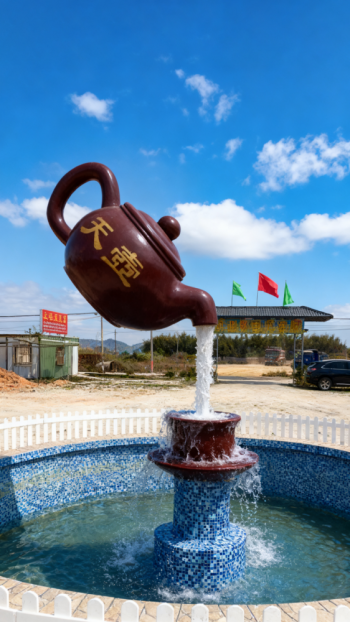 玻璃鋼懸空流水天壺茶壺景觀雕塑 (4)