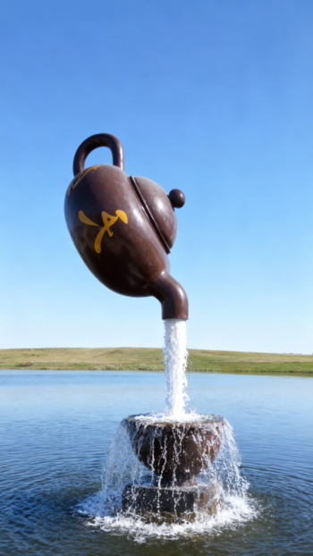 玻璃鋼懸空流水天壺茶壺景觀雕塑 (17)