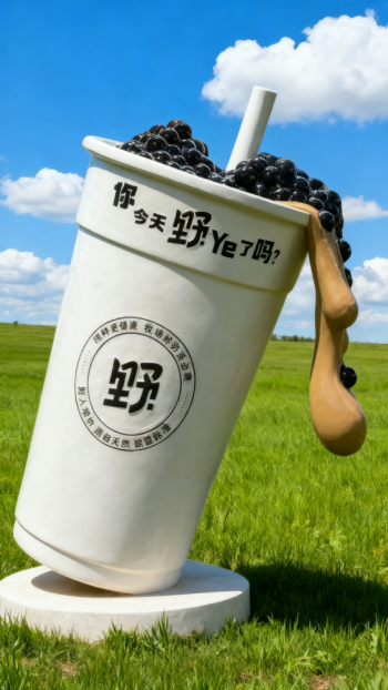 玻璃鋼仿真奶茶杯雕塑 (1)