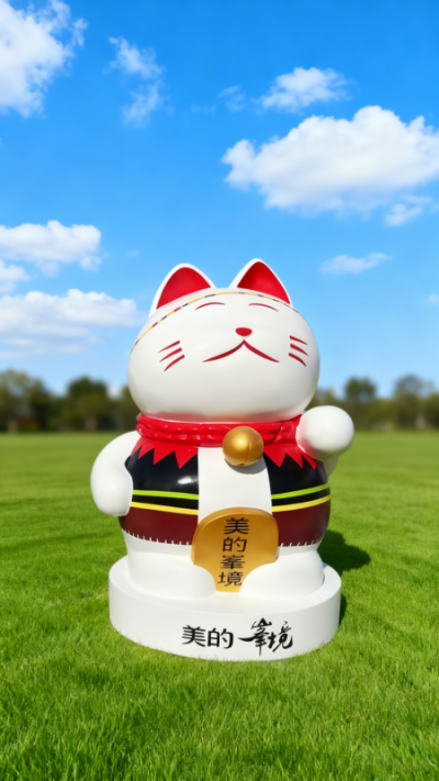 玻璃鋼招財(cái)貓雕塑 (1)