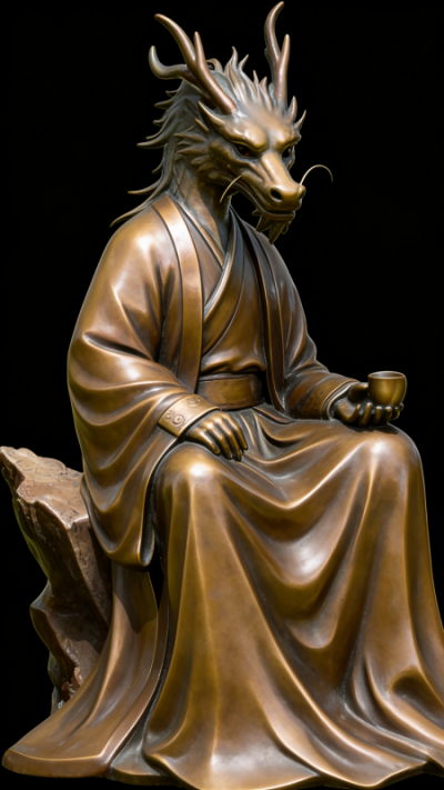 獸首人身鑄銅生肖辰龍雕塑