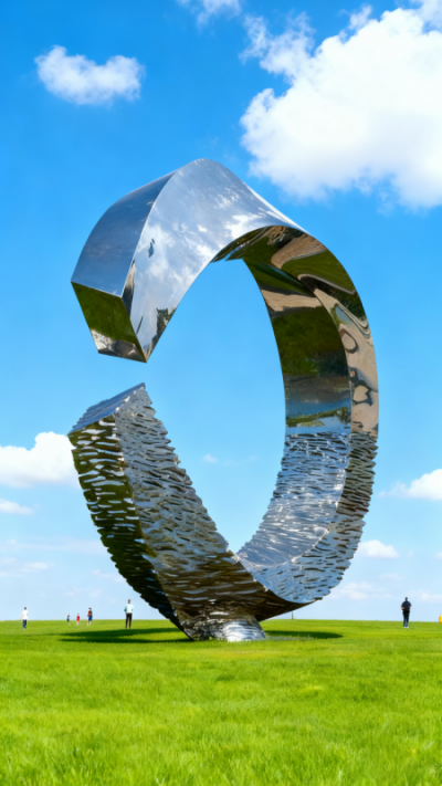 大象不銹鋼鏡面C型圓環(huán)景觀雕塑