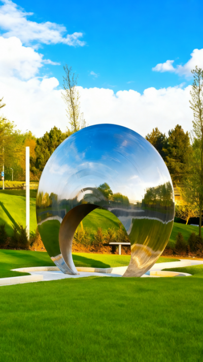 鏡面不銹鋼異形圓環(huán)雕塑