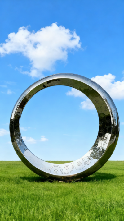 鏡面不銹鋼圓環(huán)景觀雕塑